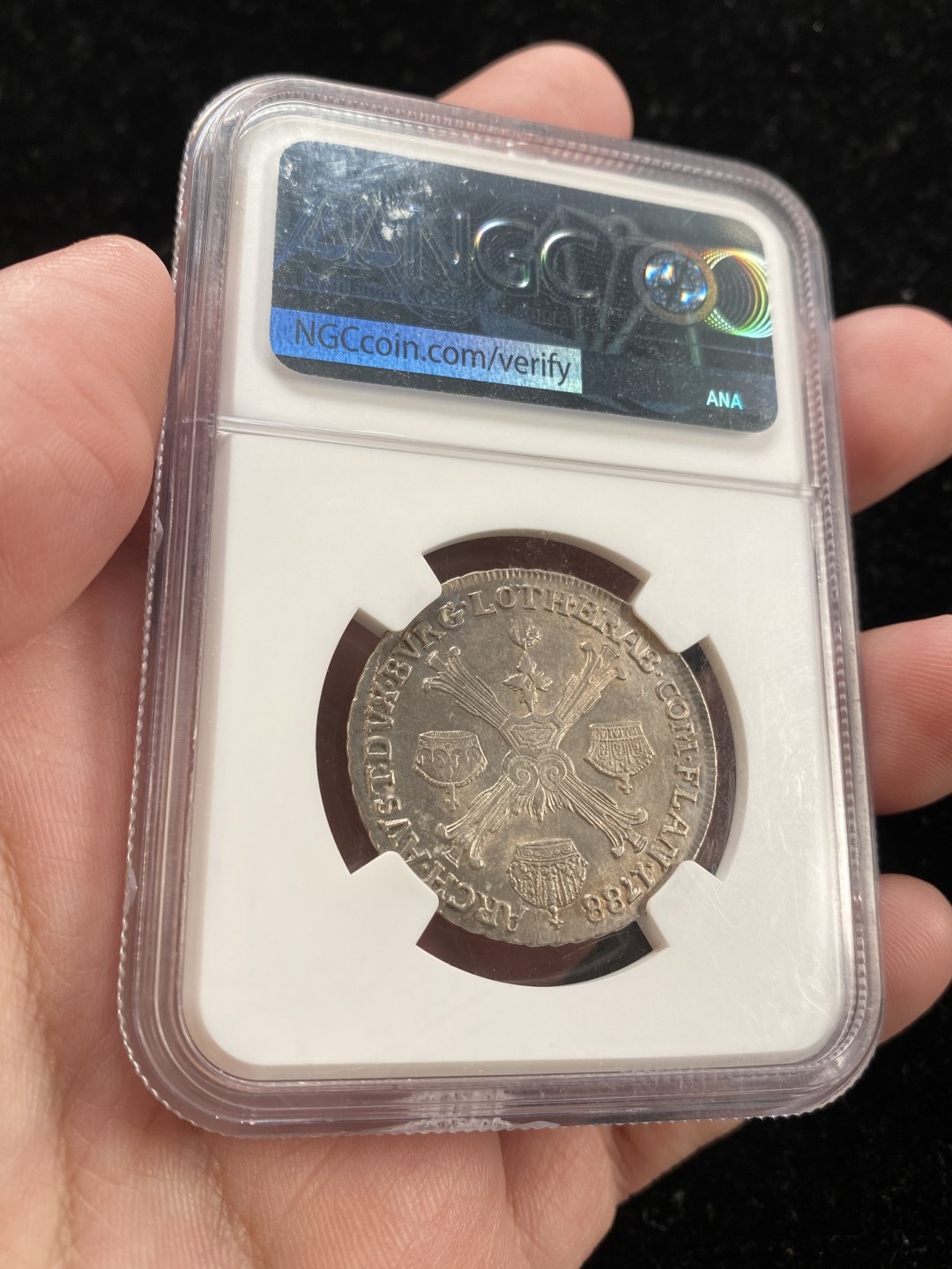 万国钱币拍卖第007期（慕尼黑第二夜） NGC-AUD 奥属荷兰1788年H版1/4泰勒，克劳斯目录未做定价，只标注了rare，淡金包浆，打制状态非常不错。