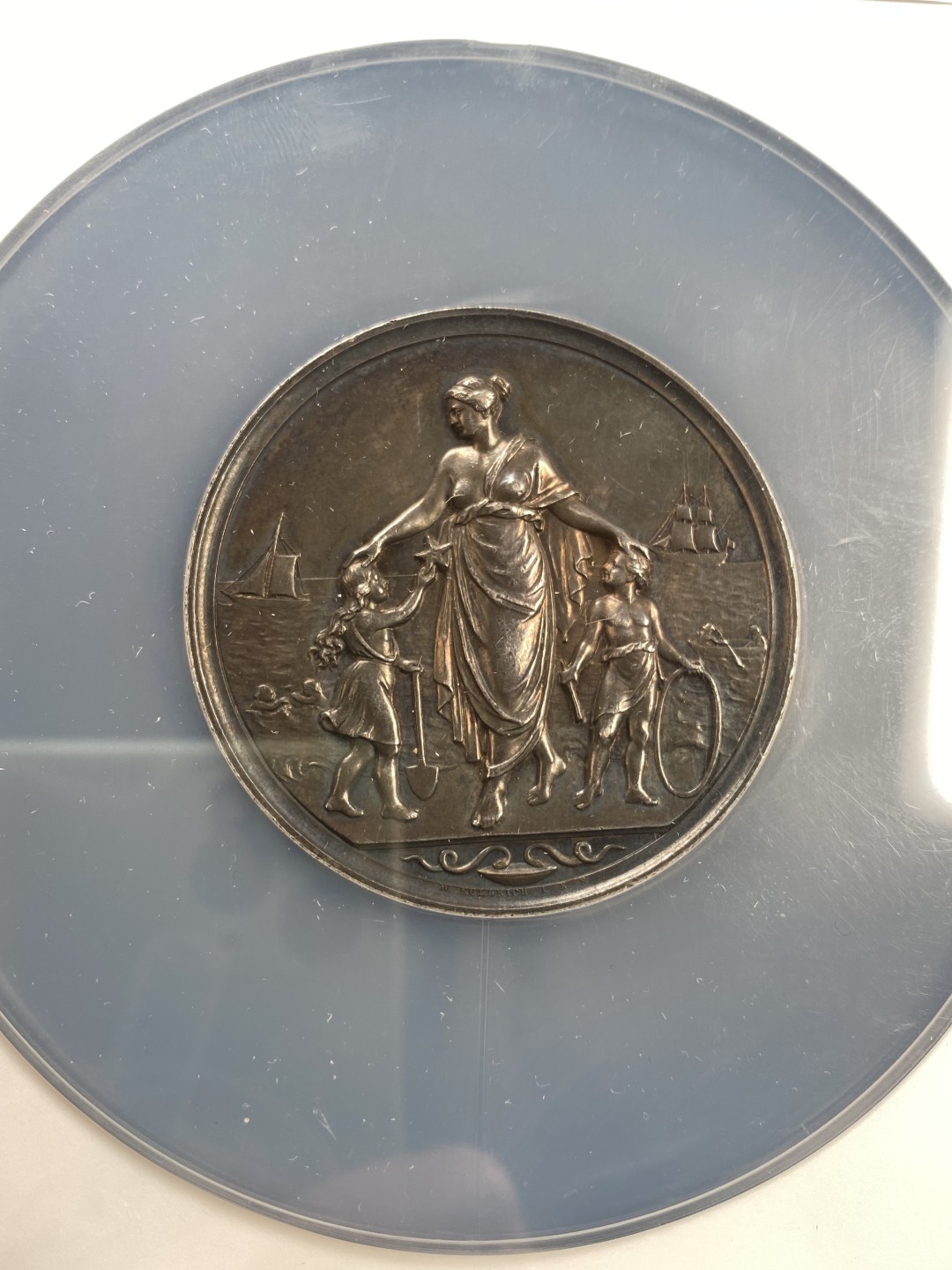 万国钱币拍卖第007期（慕尼黑第二夜） NGC AU58 1884年德意志帝国皇太子夫妇驾临殖民地度假区纪念大银章 低评 51MM 62G