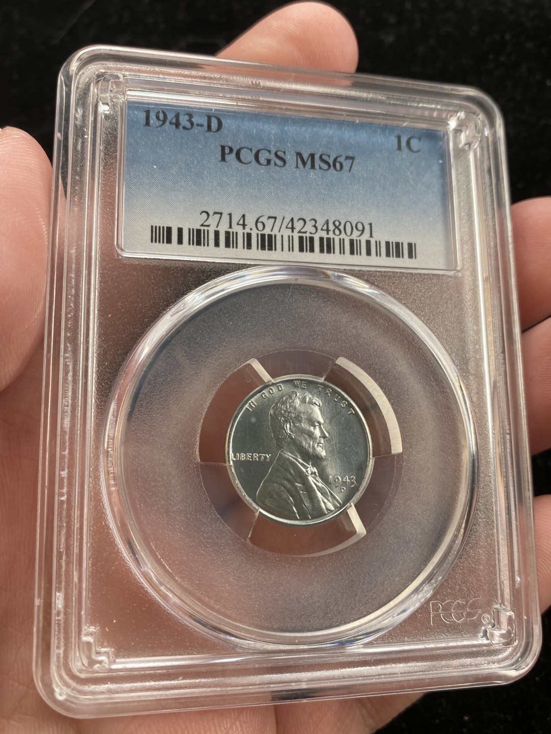 万国钱币拍卖第007期（慕尼黑第二夜） PCGS-MS67 美国1943年D厂林肯5美分铁分，单年发行，在二战中充分流通，该枚品相分数一步到位。