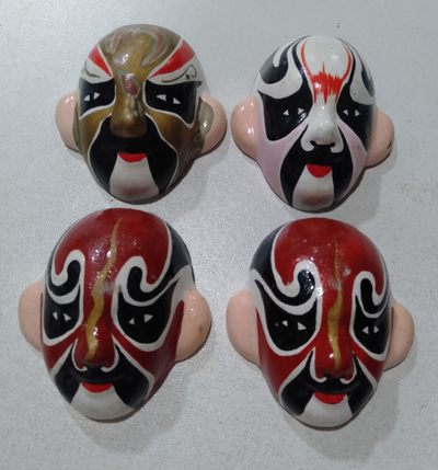 爱淘收藏第24期，老物件杂件 - 九十年代泥人脸谱4个一组