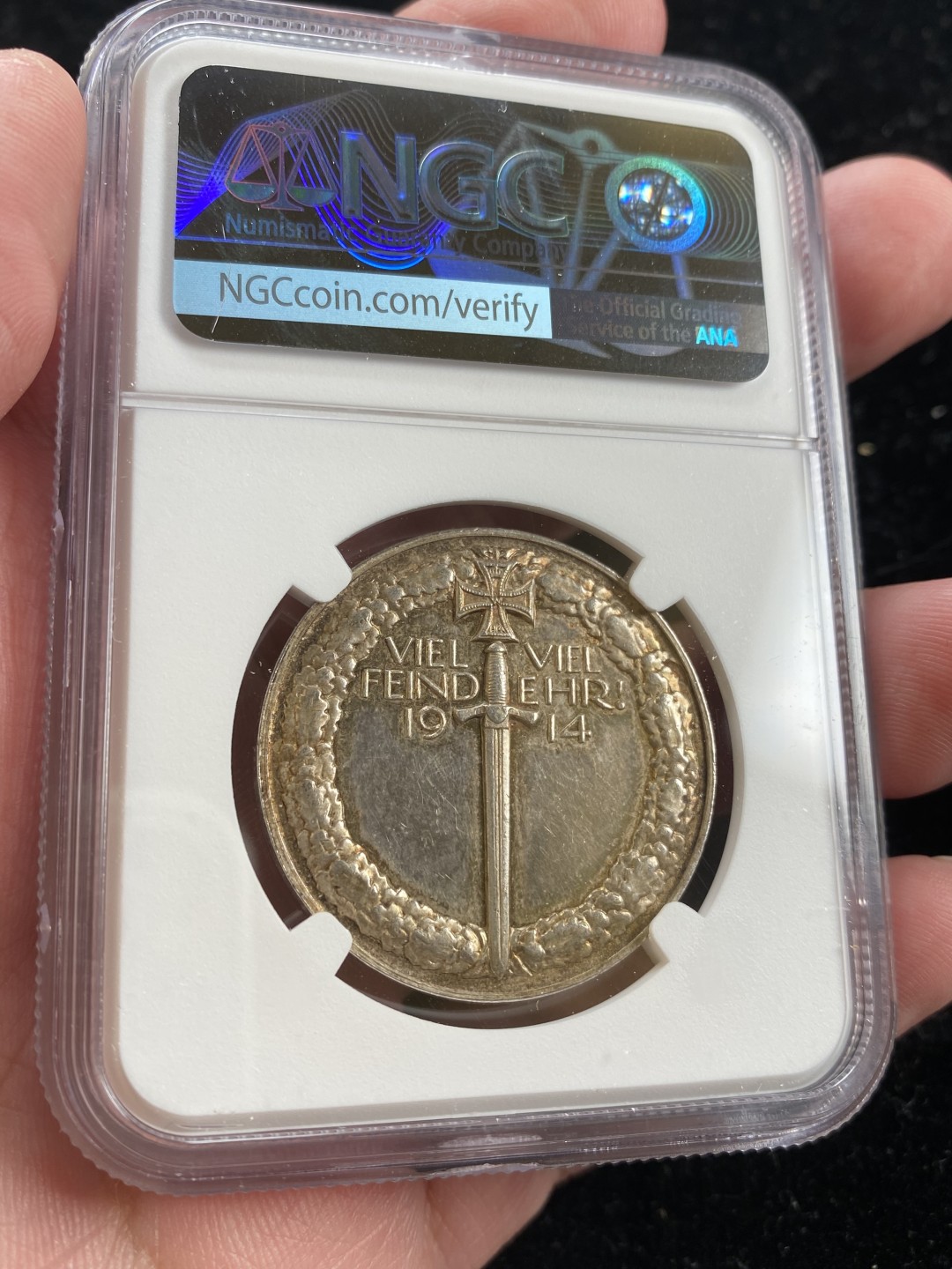 万国钱币拍卖第007期（慕尼黑第二夜） NGC MS61 1914年德国巴伐利亚纪念一战开战银章 帝国之剑非常霸气