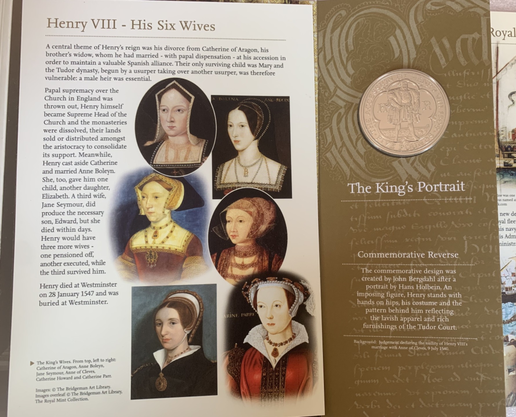 瓶子🏺第89期拍卖会 2009年英国5镑纪念币  亨利八世官方卡册  记录了其在位时期发行的币  其6位王后