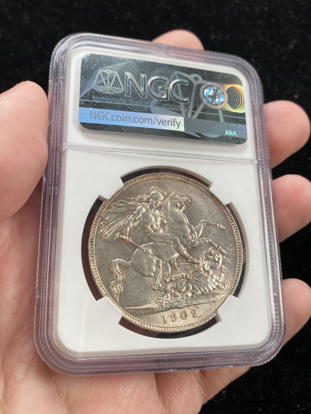 万国钱币拍卖第007期（慕尼黑第二夜） NGC-MS62 英国1902爱七马剑，普制发行量仅256000枚，好品数量少于精制，整体状态不输63。