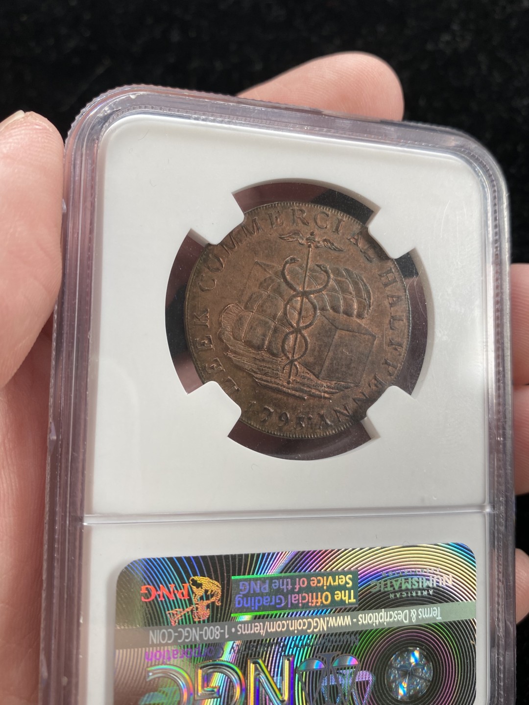 万国钱币拍卖第007期（慕尼黑第二夜） NGC-MS62RB 英国1793年斯塔福德半便士康德代币，NGC亚军分，名誉品种，红铜光难得。