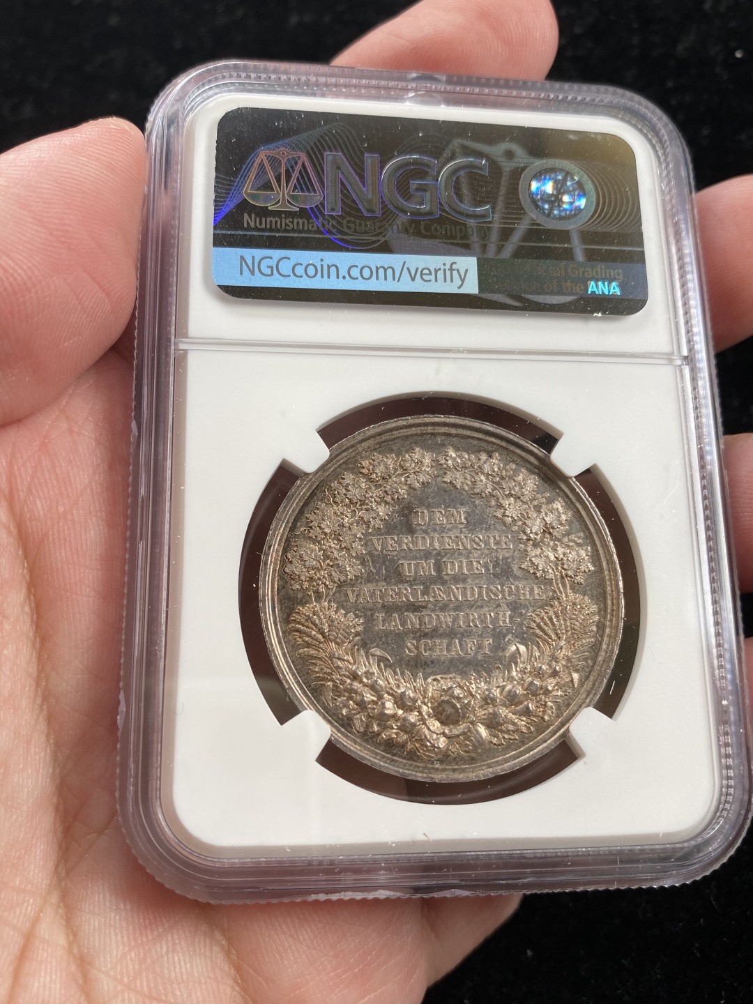 万国钱币拍卖第007期（慕尼黑第二夜） NGC MS62 11806-1825年左右德国巴伐利亚马克西米利安一世时期农业协会奖励银章36MM 18G