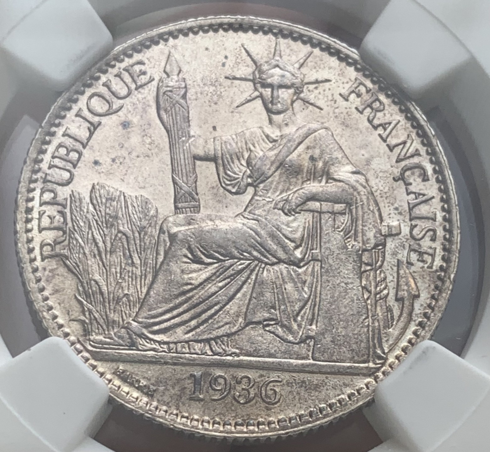 瓶子🏺第89期拍卖会 法属印支1936年50分坐洋银币NGC MS62