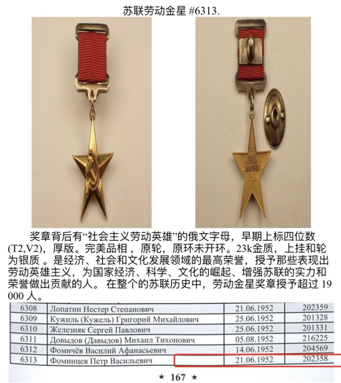 大猫徽章拍卖第222期  劳动金星 金质 状态极佳 