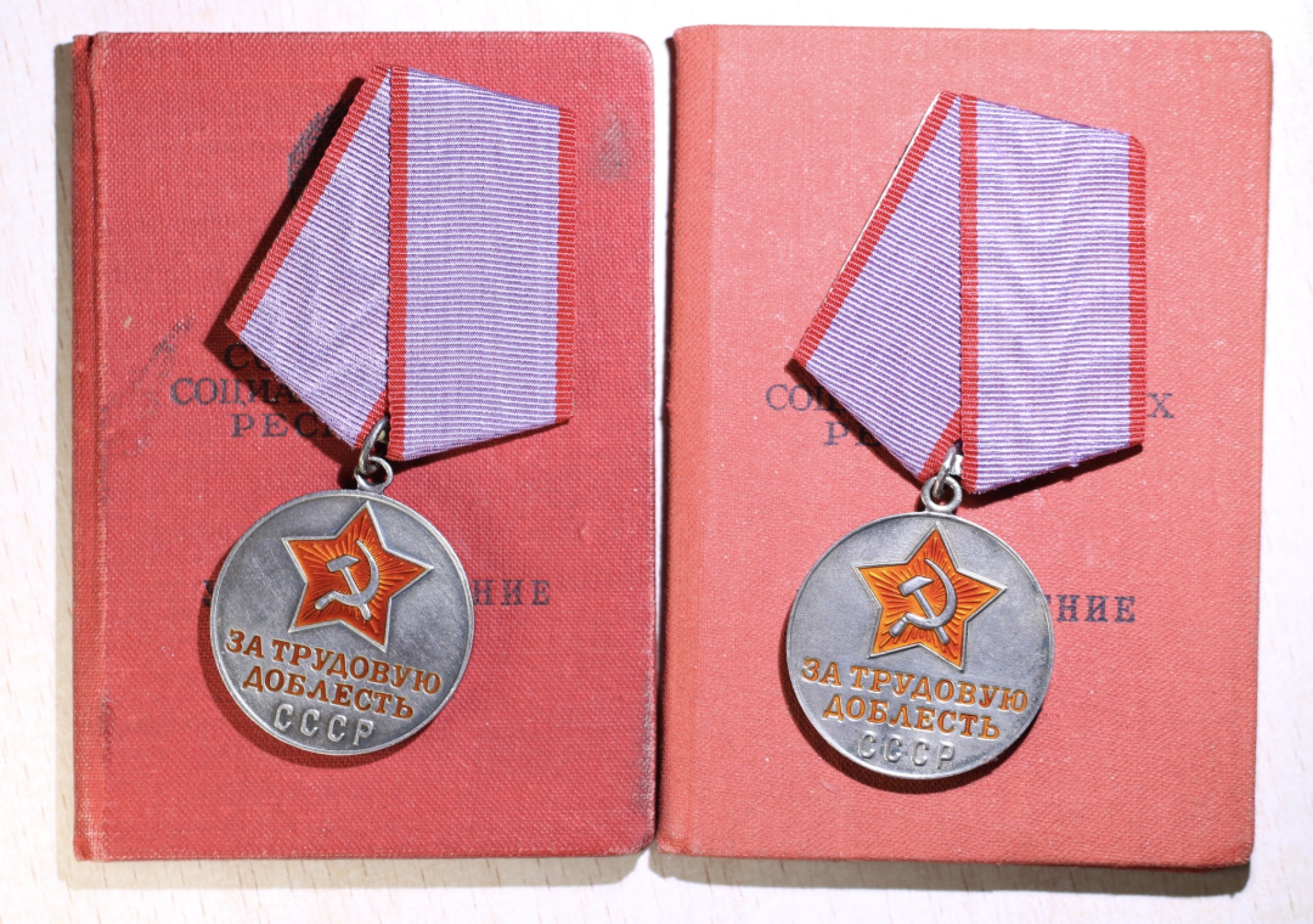 大猫徽章拍卖第222期  劳动英勇全品带证一对