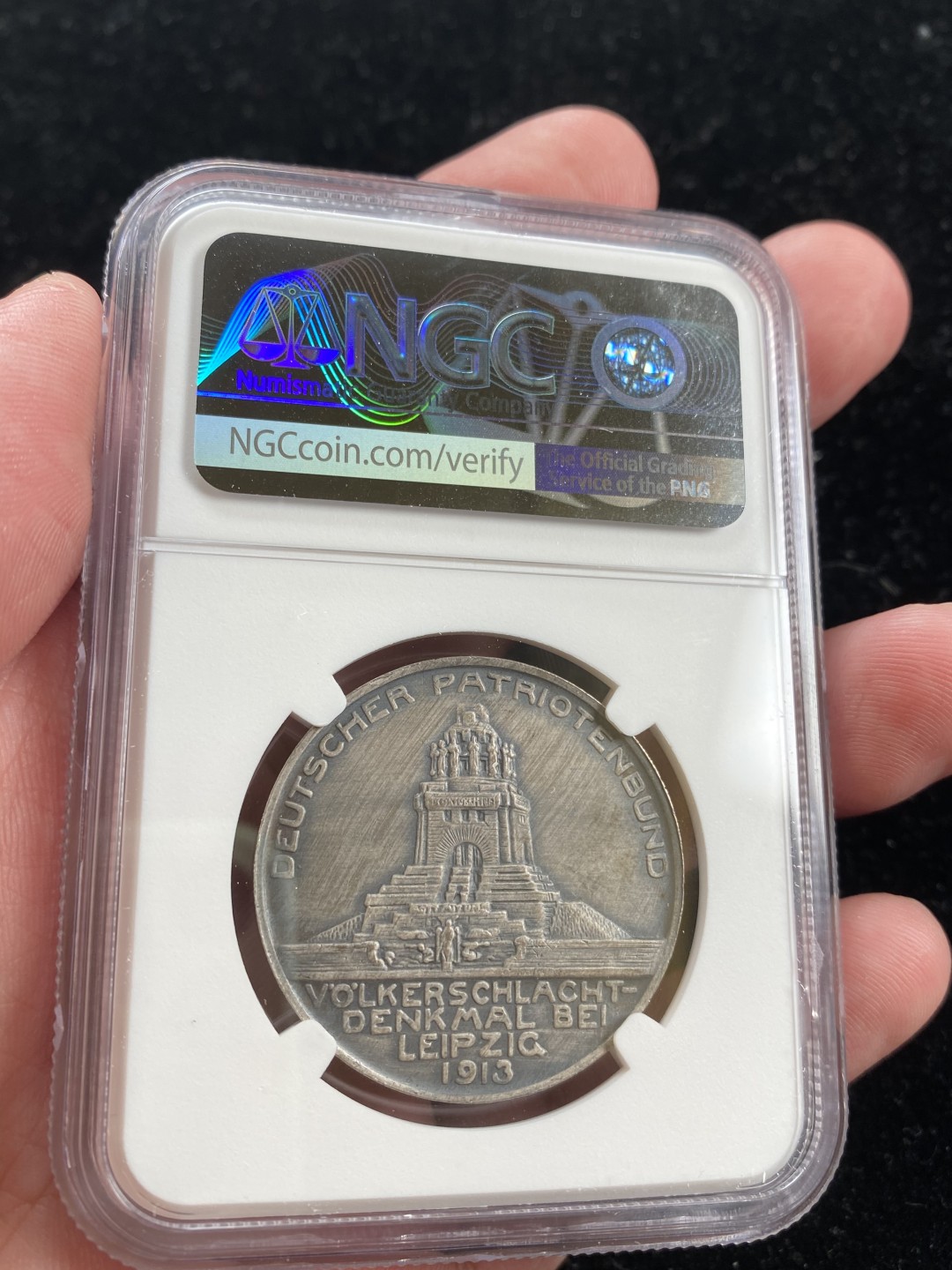 万国钱币拍卖第007期（慕尼黑第二夜） NGC MS63 1913年德国纪念莱比锡战役胜利100周年镀银章