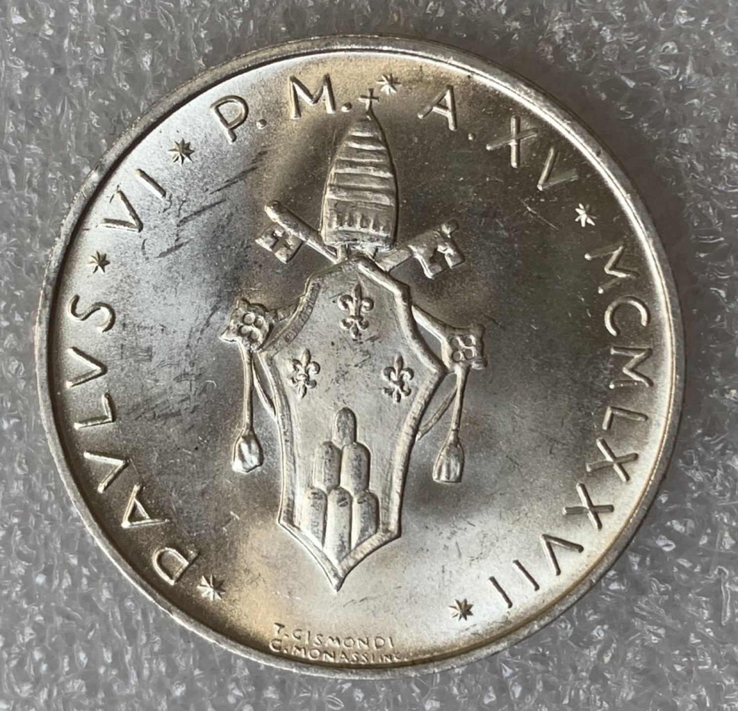 瓶子🏺第89期拍卖会 梵蒂冈1977年500里拉银币 原光bu品