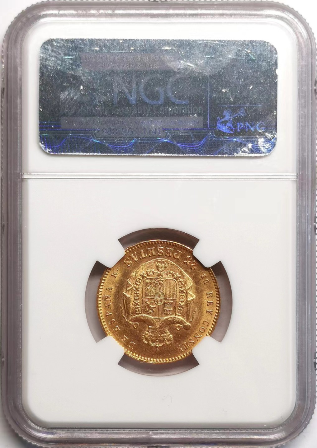 凡希社世界钱币微拍第二百三十七期 1877西班牙阿方索十三世25P金币NGC-MS61