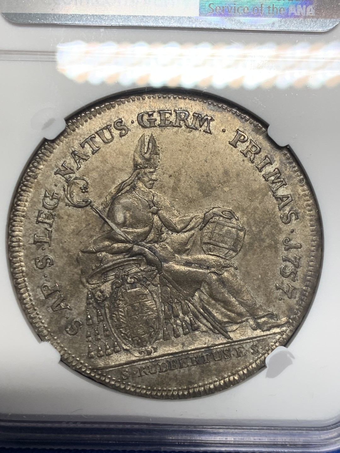 欢迎参加《竞宝斋》五一特拍-第161场-周日，周一 2场 NGC-AU58 亚军分 奥地利萨尔茨堡1757年1泰勒 大银币 少见品种