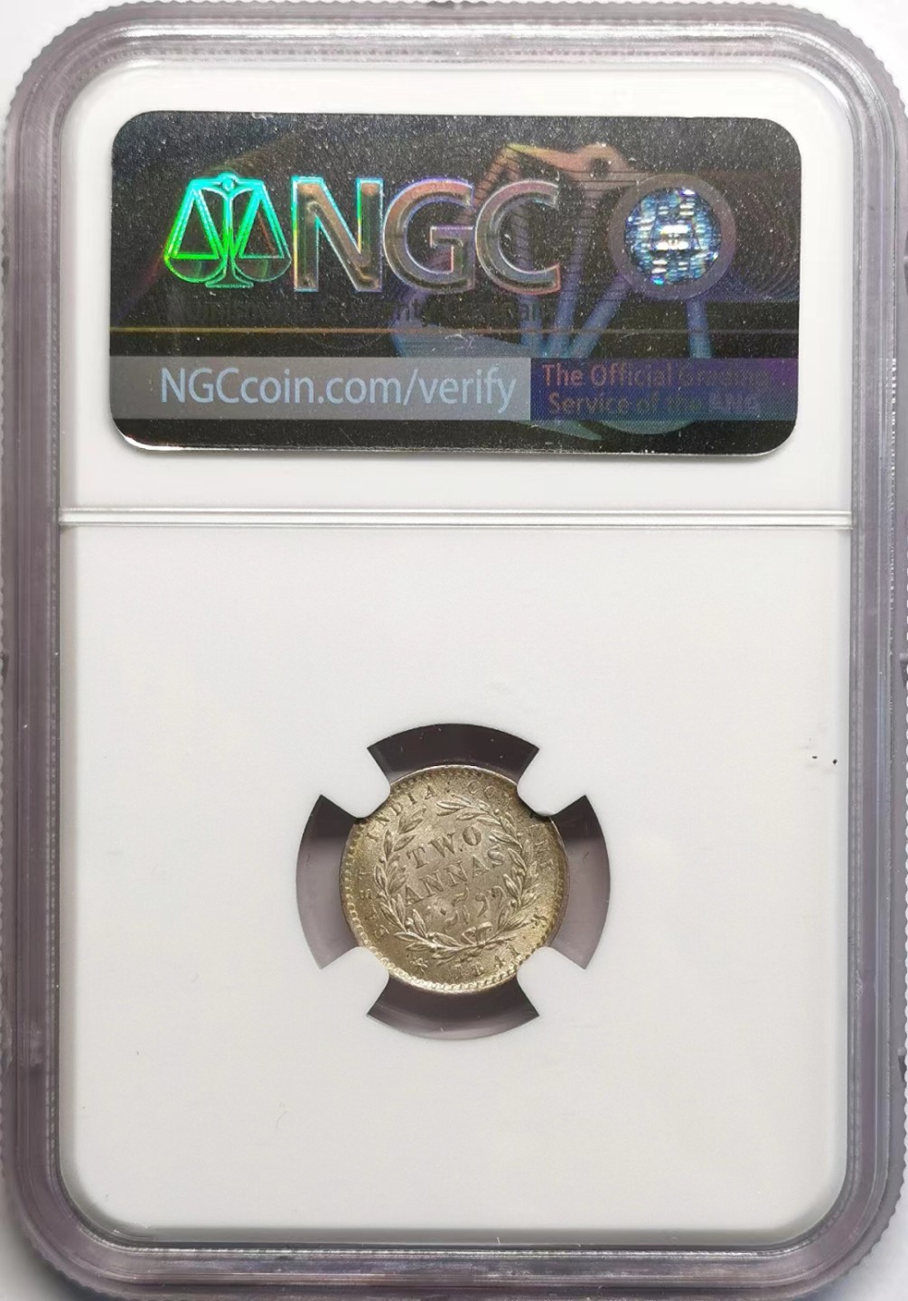 凡希社世界钱币微拍第二百三十七期 1841东印度公司小维2安那银辅币NGC-MS64状态极好！