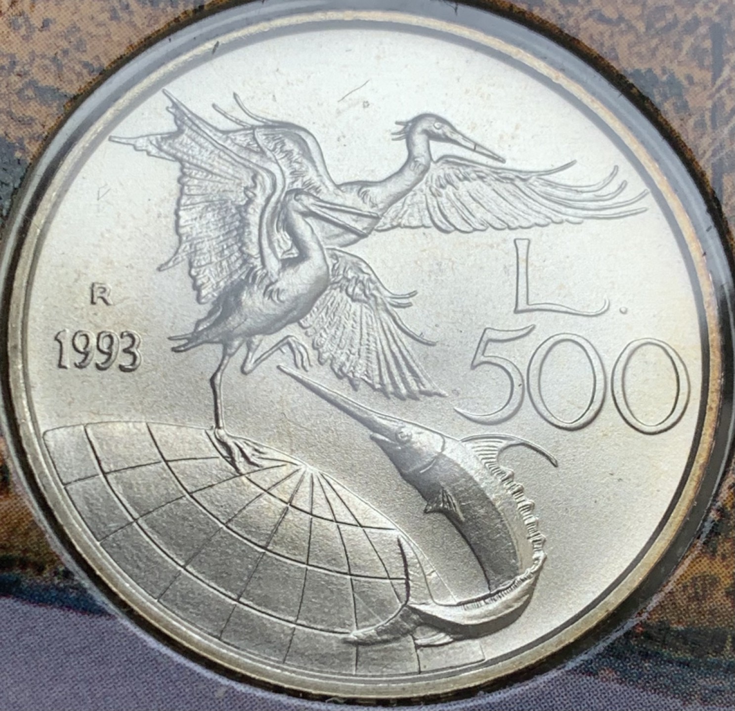 瓶子🏺第89期拍卖会 意大利1993年动植物系列500里拉女神纪念银币  原卡封