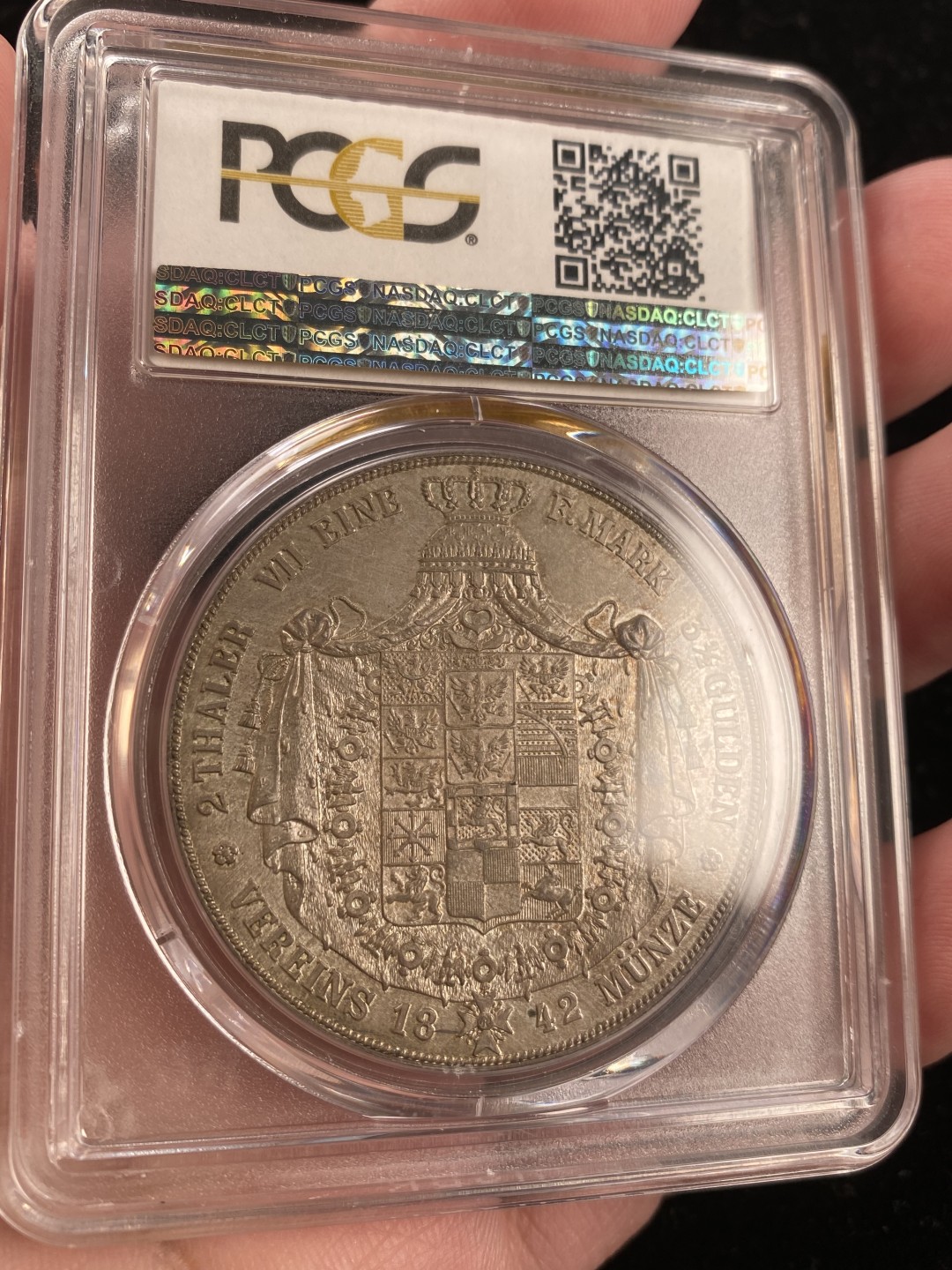 万国钱币拍卖第007期（慕尼黑第二夜） PCGS-MS64 德国1842A普鲁士2泰勒，大王冠版别，冠军分数，丝滑包浆，堪称完美的品相。