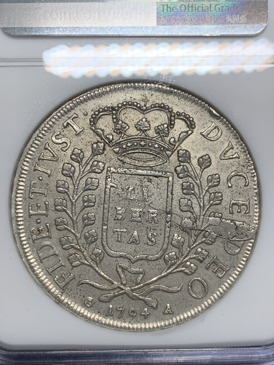 欢迎参加《竞宝斋》五一特拍-第161场-周日，周一 2场 NGC AUD 拉古萨 1794  大奶妈  高点清晰状态极佳 稀有品种