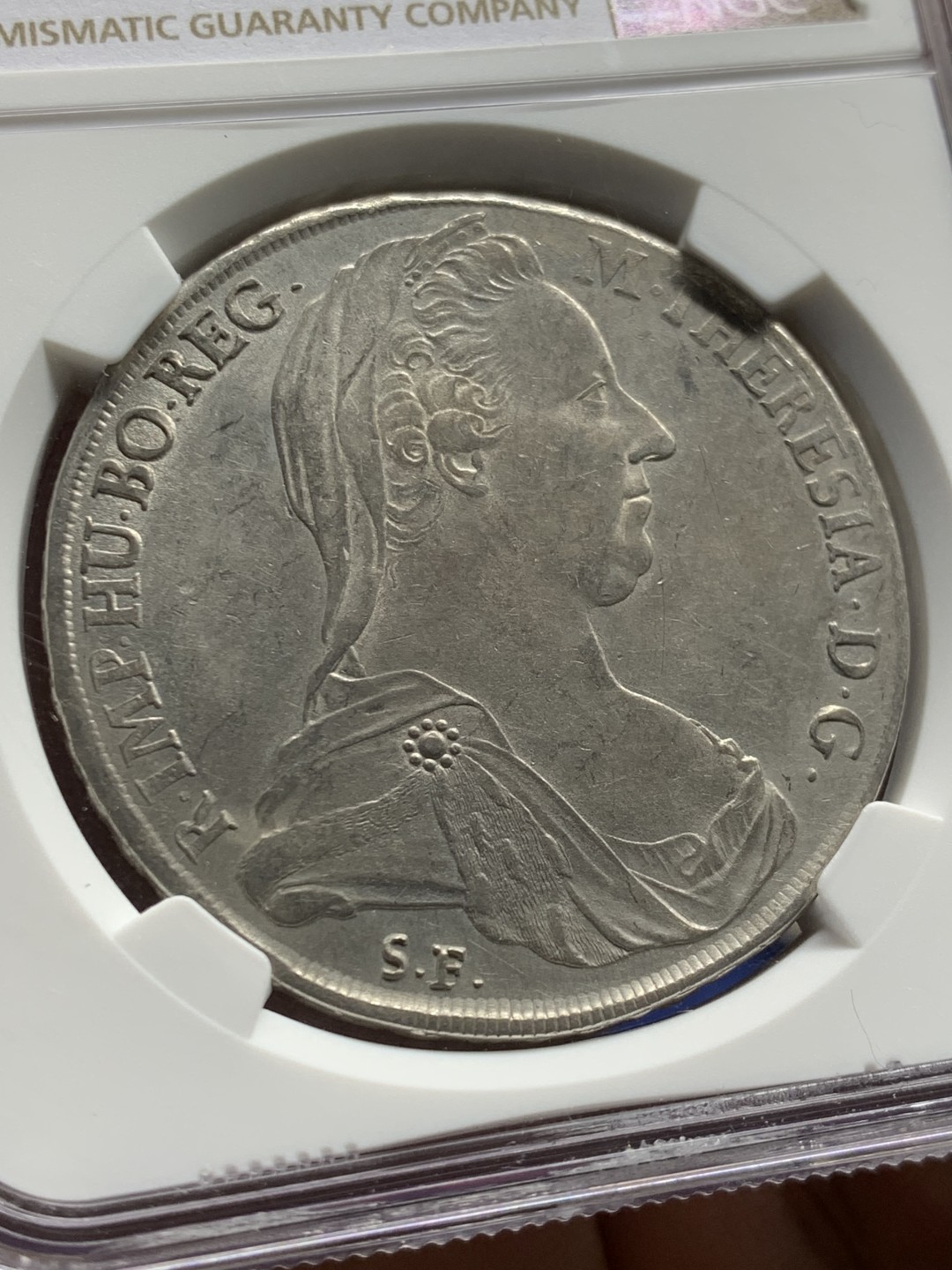 欢迎参加《竞宝斋》五一特拍-第161场-周日，周一 2场 NGC-AU58 1780 奥地利 大奶妈1泰勒银币，1817-33年威尼斯版银币，唯一亚军，原味性价比高