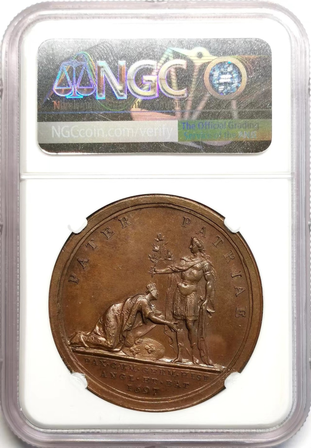 凡希社世界钱币微拍第二百三十七期 1697法国雷思维克战役凯旋纪念铜章NGC-MS64