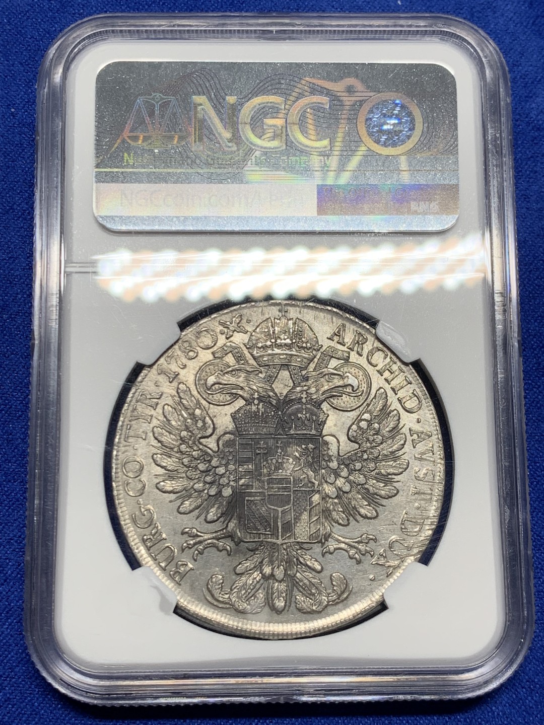 欢迎参加《竞宝斋》五一特拍-第161场-周日，周一 2场 NGC-AU58 1780 奥地利 大奶妈1泰勒银币，1817-33年威尼斯版银币，唯一亚军，原味性价比高