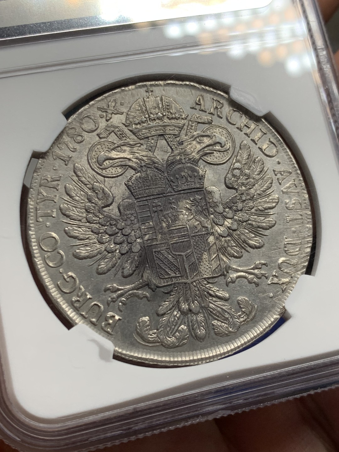 欢迎参加《竞宝斋》五一特拍-第161场-周日，周一 2场 NGC-AU58 1780 奥地利 大奶妈1泰勒银币，1817-33年威尼斯版银币，唯一亚军，原味性价比高