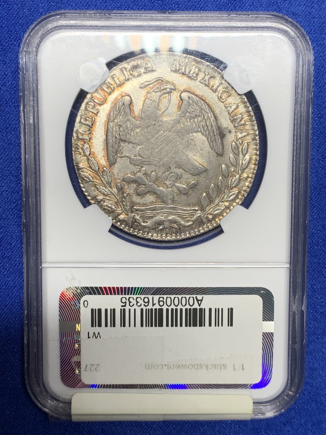 欢迎参加《竞宝斋》五一特拍-第161场-周日，周一 2场 NGC MS63 1863 O FR 墨西哥  早期鹰洋8里亚尔银币，特别粗壮，大名誉品