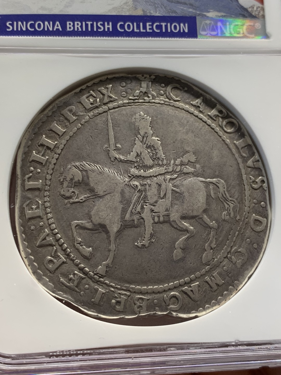 欢迎参加《竞宝斋》五一特拍-第161场-周日，周一 2场 NGC XF40 英国 查理一世 1645 克朗银币 早期打制币 任何品种和品相都是十分稀有的存在