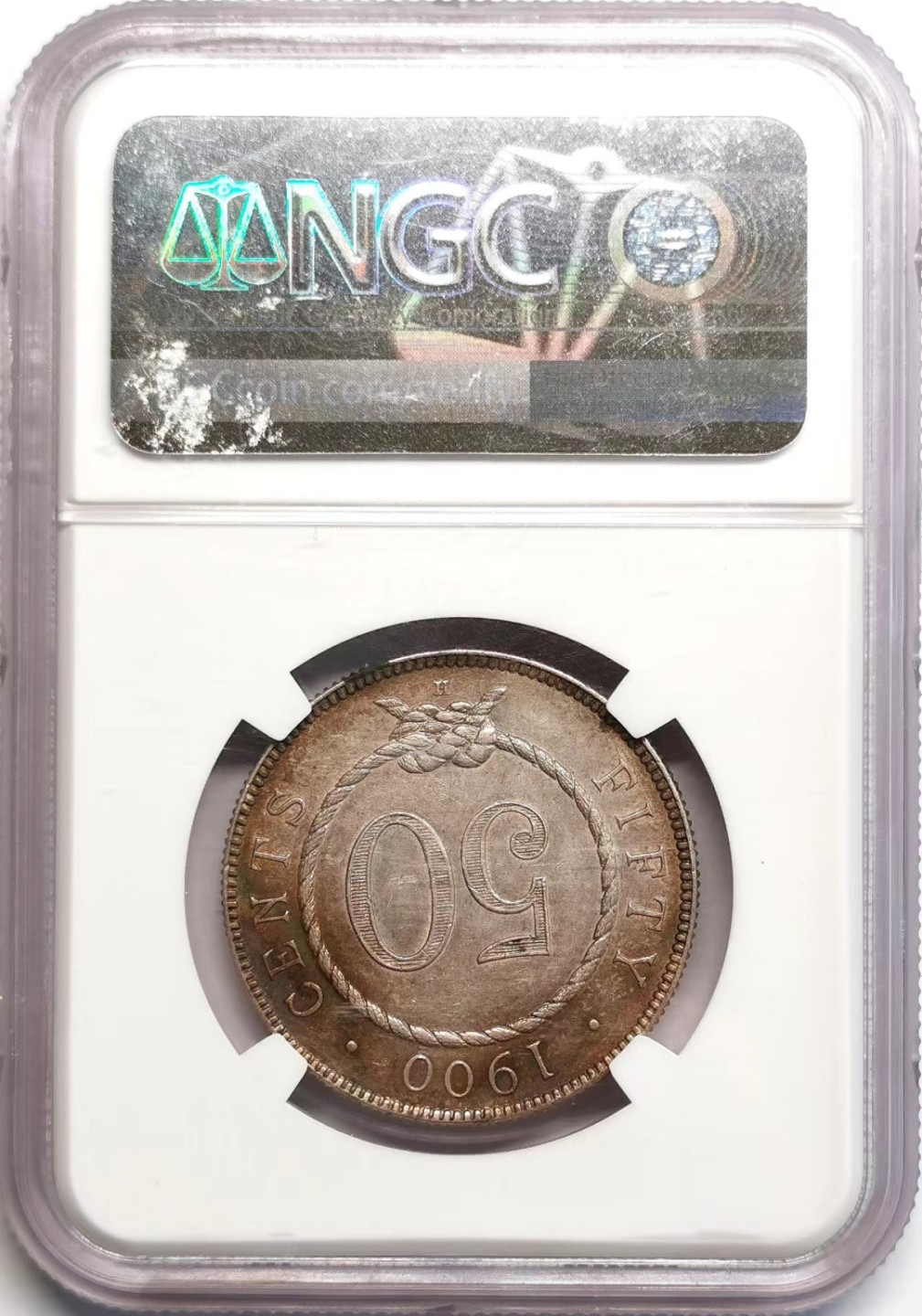 凡希社世界钱币微拍第二百三十七期 稀！1900H沙捞越拉贾布鲁克50分银币NGC-AU55原味品key date！