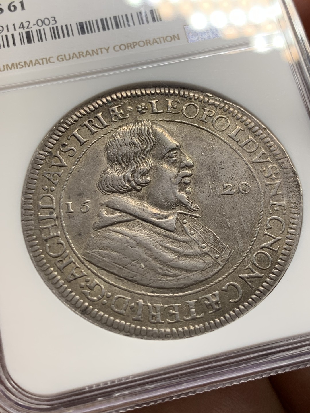 欢迎参加《竞宝斋》五一特拍-第161场-周日，周一 2场 NGC-MS61 神圣罗马帝国 奥地利哈尔厂 1620年 利奥波德五世1泰勒 冠军，状态佳，比常见1632年少得多的版本