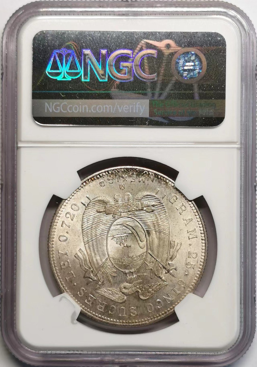 凡希社世界钱币微拍第二百三十七期 1943厄瓜多尔5苏克雷大银NGC-MS63