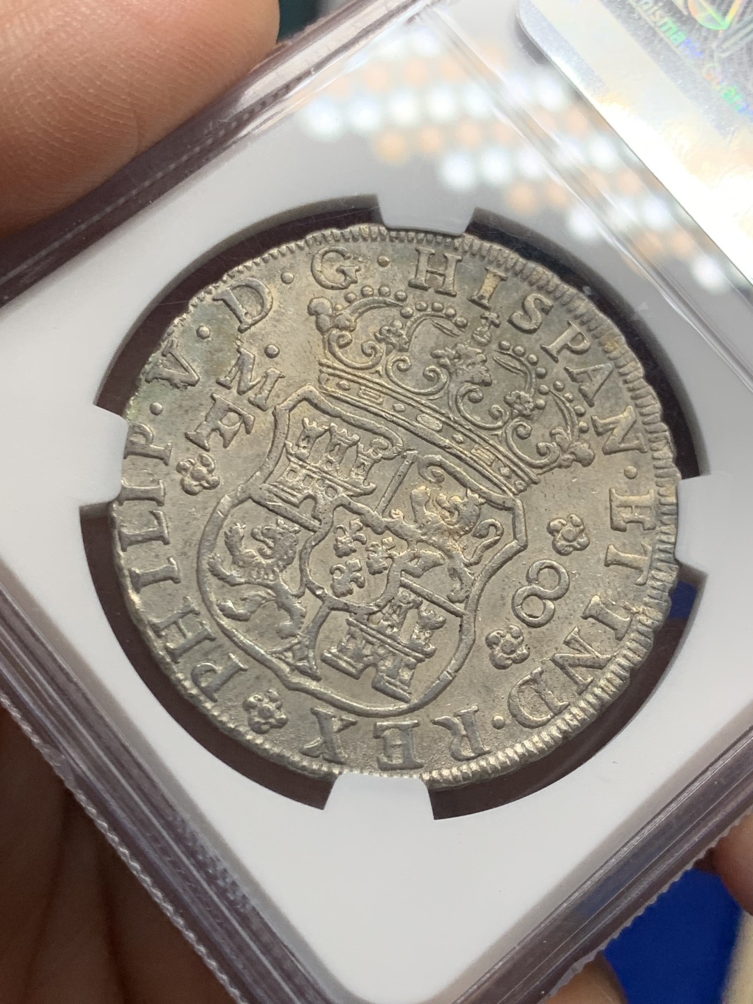 欢迎参加《竞宝斋》五一特拍-第161场-周日，周一 2场 NGC MS61 墨西哥 1741 地球双柱银币 早期飞利浦五世地球 少见品种 MS难得