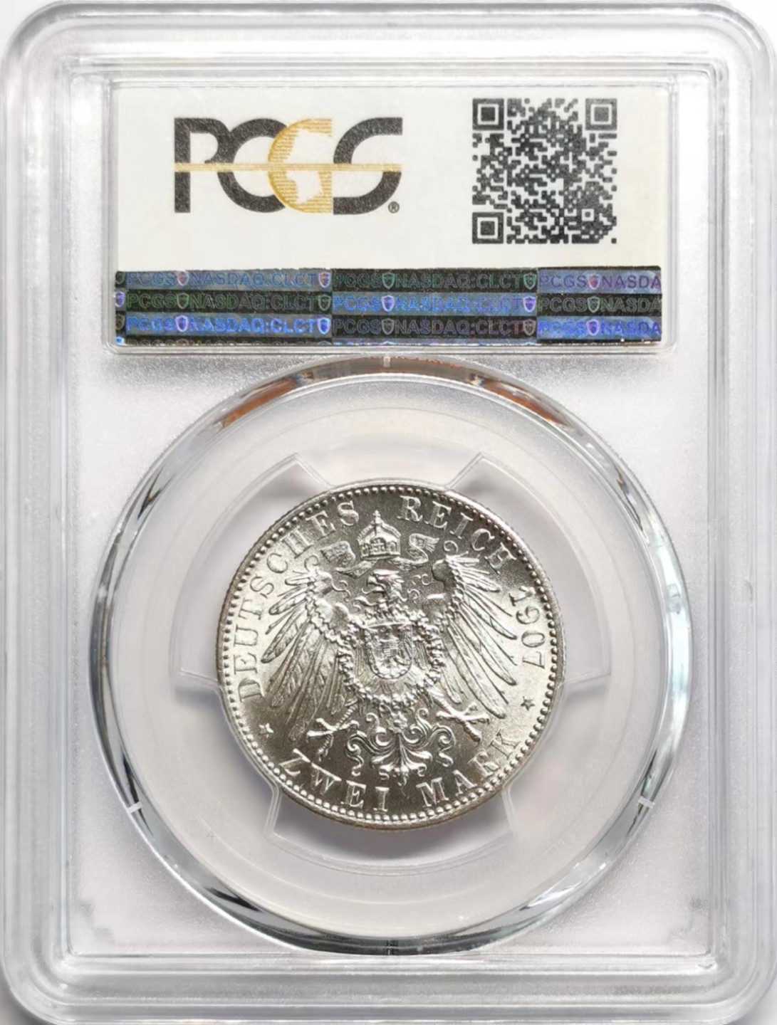 凡希社世界钱币微拍第二百三十七期 1907巴登国王逝世纪念2马克PCGS-MS65原银光！