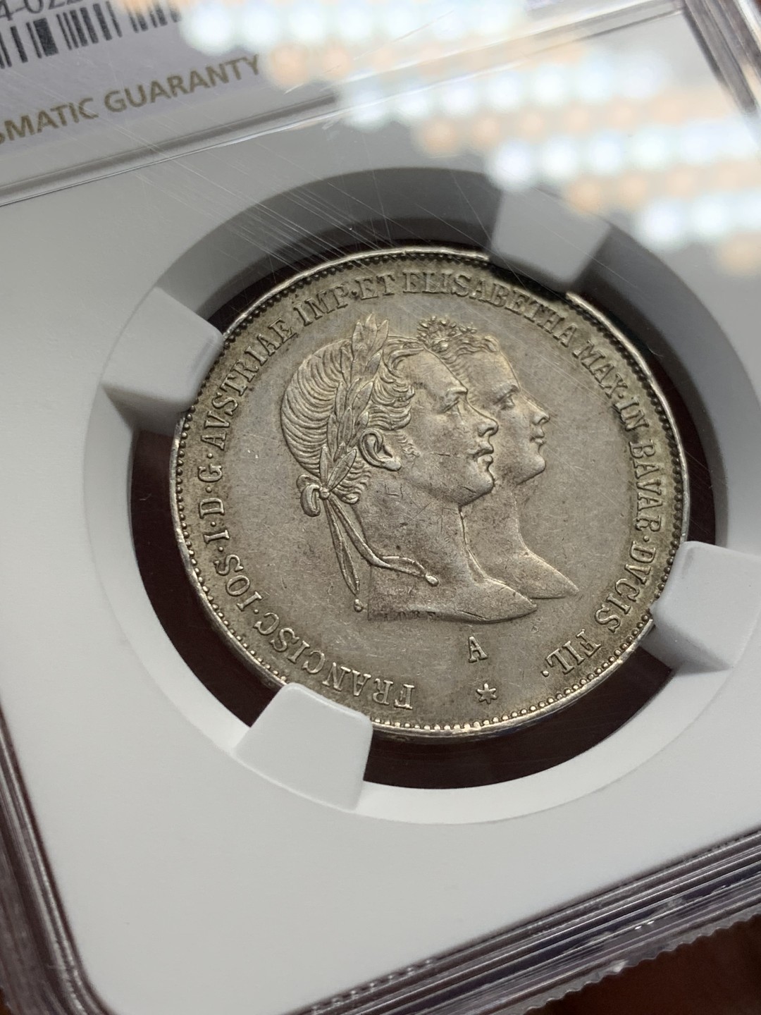 欢迎参加《竞宝斋》五一特拍-第161场-周日，周一 2场 NGC-MS62 奥匈帝国 奥地利 1854年 茜茜公主大婚 1盾银币