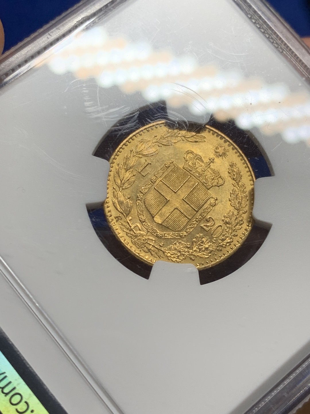 欢迎参加《竞宝斋》五一特拍-第161场-周日，周一 2场 NGC-MS63+ 意大利 1882年 20里拉 翁贝托 金币 6.45克 上涨品种