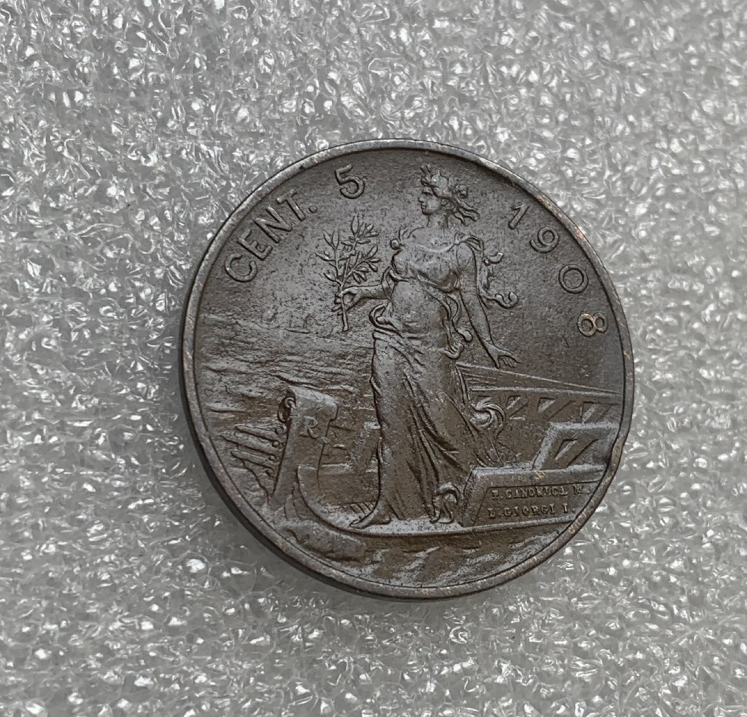 瓶子🏺第89期拍卖会 意大利1908年拿花5分铜币