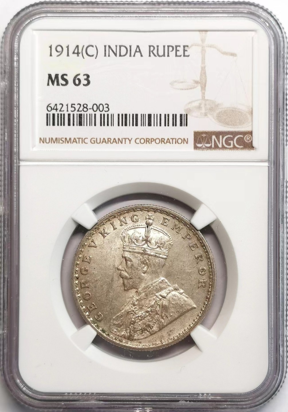 凡希社世界钱币微拍第二百三十七期 1914C英属印度乔五卢比NGC-MS63