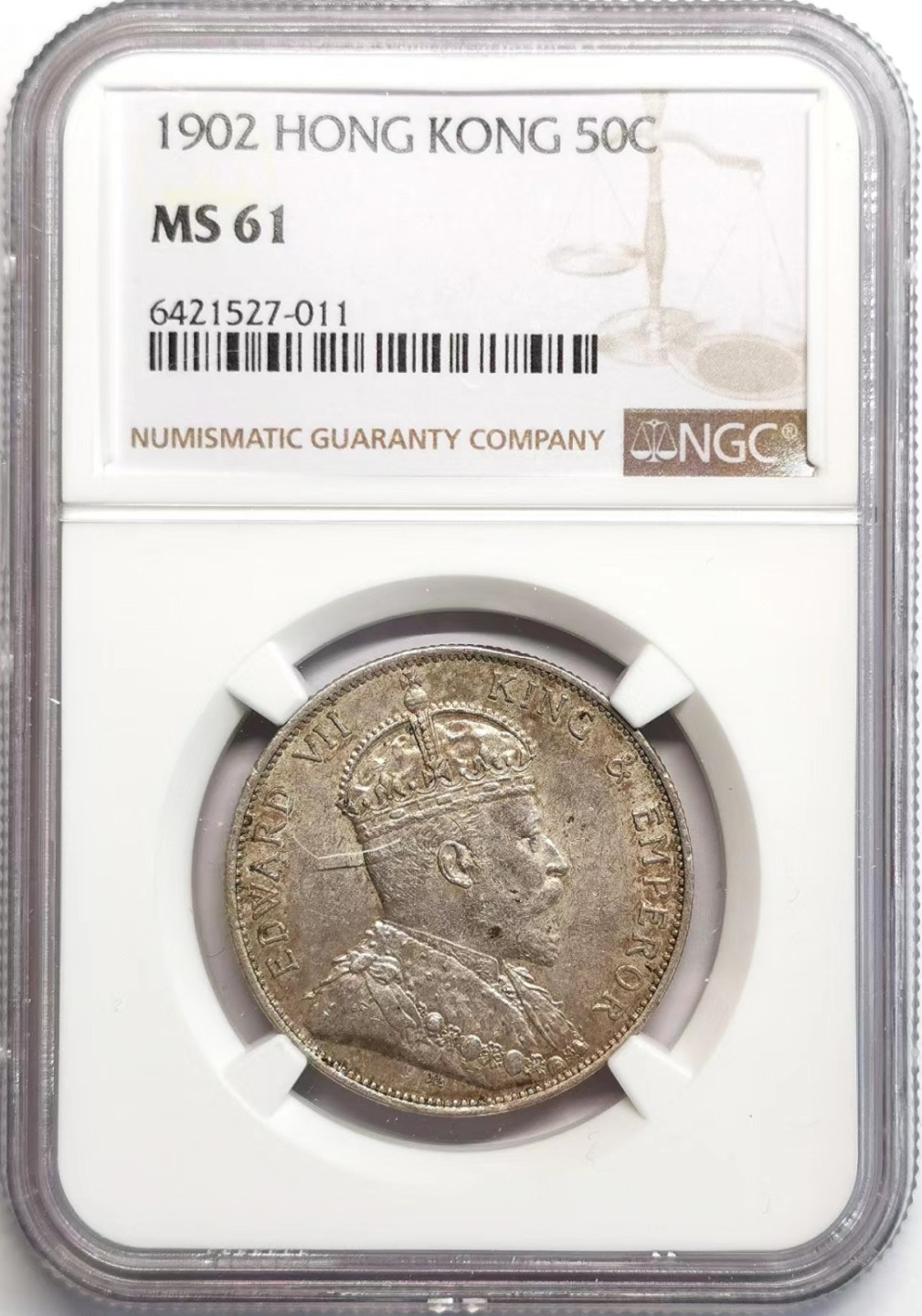 凡希社世界钱币微拍第二百三十七期 荐！1902香港爱七半圆NGC-MS61淡彩稀少年份！
