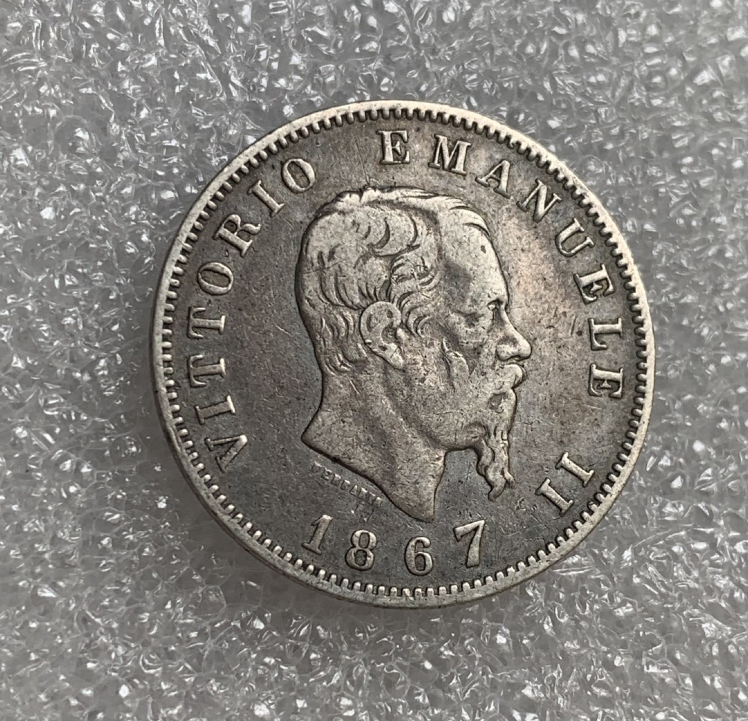 瓶子🏺第89期拍卖会 1867年意大利王国银币维克托伊曼纽尔二世1里拉