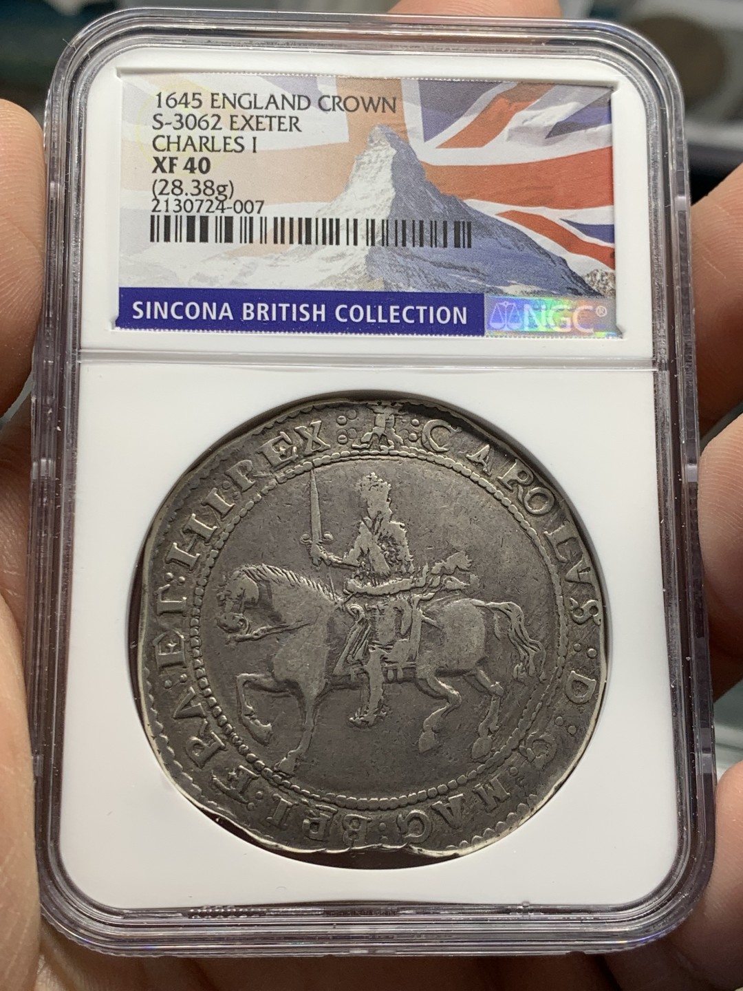 欢迎参加《竞宝斋》五一特拍-第161场-周日，周一 2场 NGC XF40 英国 查理一世 1645 克朗银币 早期打制币 任何品种和品相都是十分稀有的存在