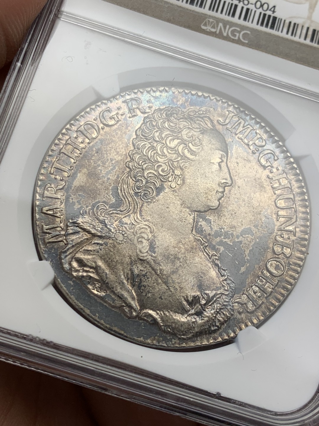 欢迎参加《竞宝斋》五一特拍-第161场-周日，周一 2场 NGC-AU55 1749年奥属尼德兰1杜卡特银币 首年版，33.25克，远超同时期各国主币。非常少见的大奶妈头像版本钱币，唯一季军分