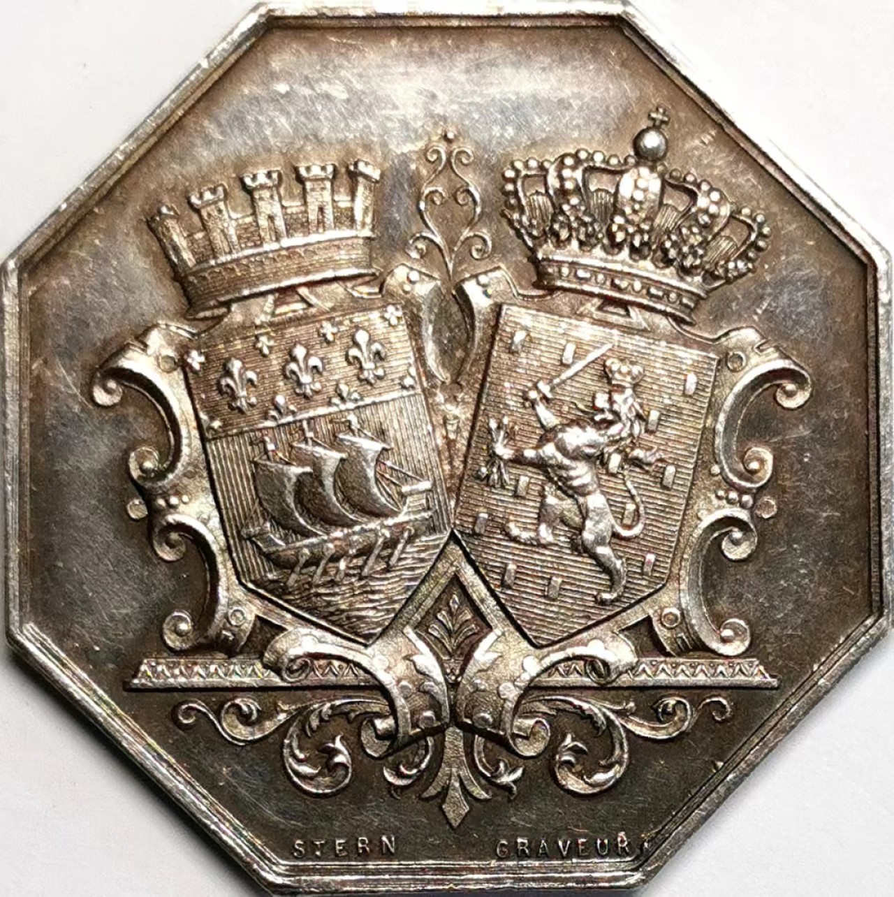 凡希社世界钱币微拍第二百三十七期 法国巴黎荷兰信贷银行八角银章UNC