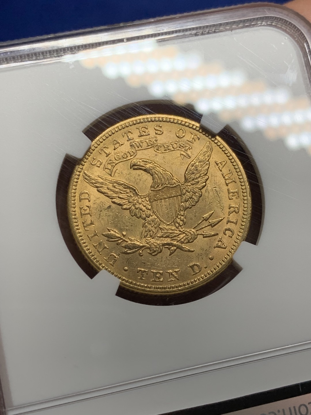 欢迎参加《竞宝斋》五一特拍-第161场-周日，周一 2场 NGC-MS61 美国1881年 自由女神10元金币 算是比较靠前的年份 能上MS的都难得