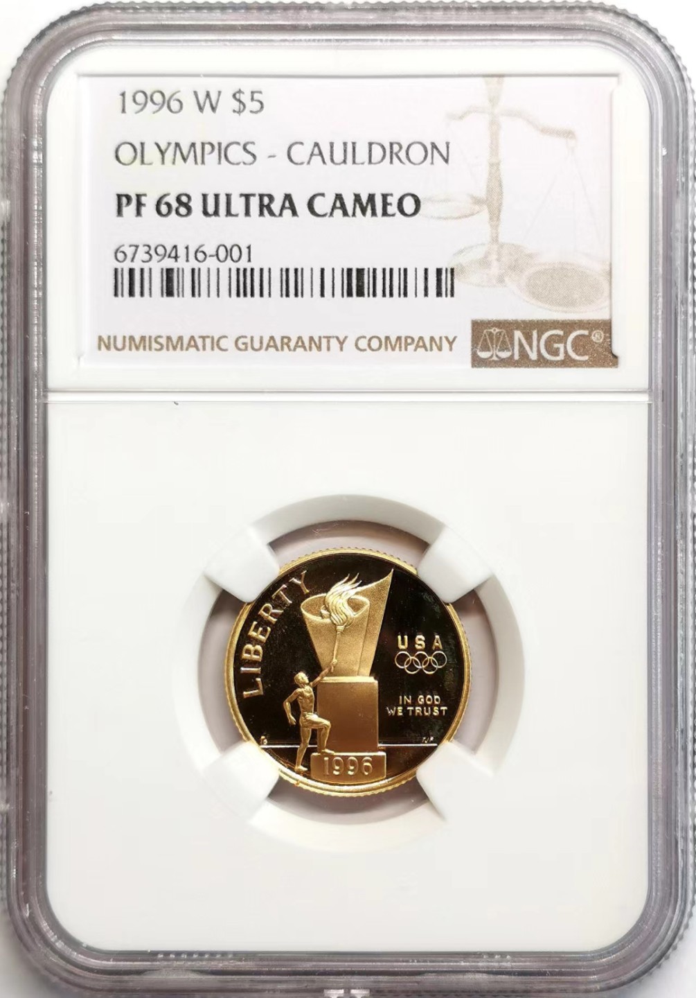 凡希社世界钱币微拍第二百三十七期 1996美国奥运5元纪念金币NGC-PF68UC 8.36克 900金