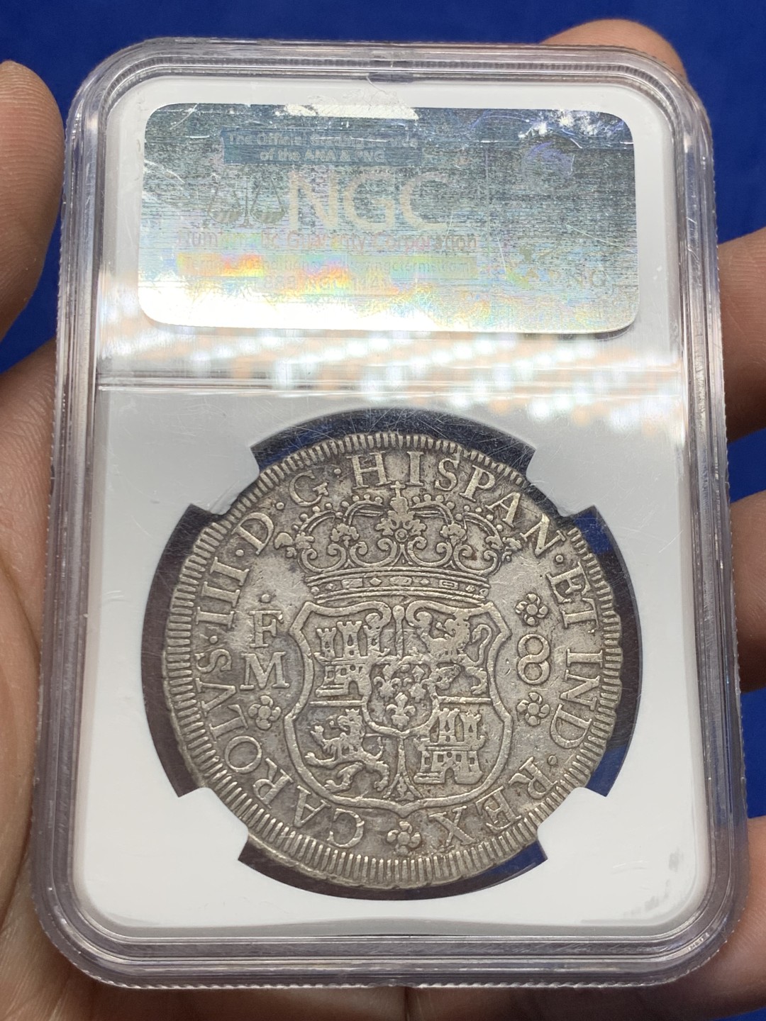 欢迎参加《竞宝斋》五一特拍-第161场-周日，周一 2场 NGC XF40 1771MO FM 墨西哥 双柱地球8里亚尔银币，低评