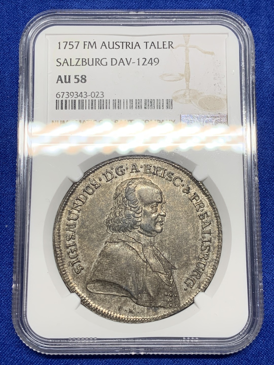 欢迎参加《竞宝斋》五一特拍-第161场-周日，周一 2场 NGC-AU58 亚军分 奥地利萨尔茨堡1757年1泰勒 大银币 少见品种