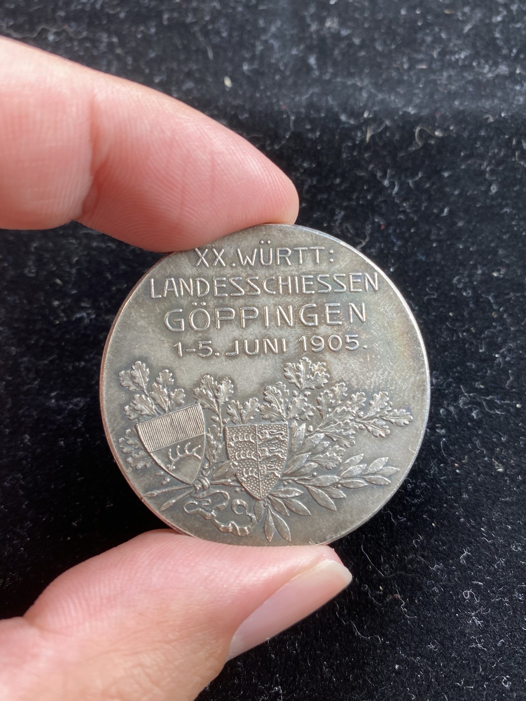 万国钱币拍卖第007期（慕尼黑第二夜） 1905年德国符腾堡射击节大银章 少见 41MM 24G