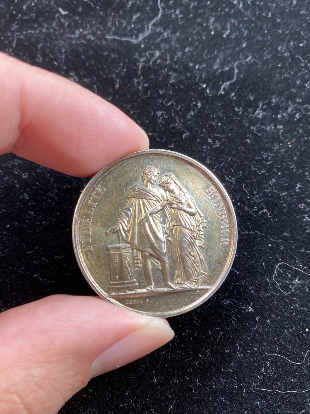 万国钱币拍卖第007期（慕尼黑第二夜） 1900年左右法国未使用五彩结婚银章 34MM 16.36G 