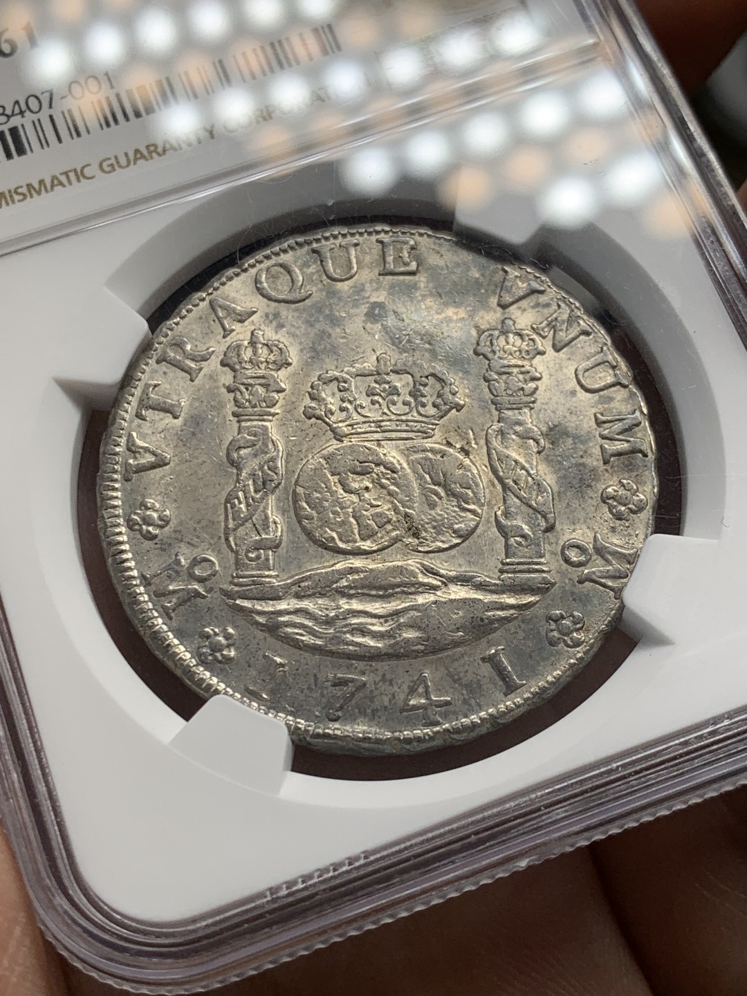 欢迎参加《竞宝斋》五一特拍-第161场-周日，周一 2场 NGC MS61 墨西哥 1741 地球双柱银币 早期飞利浦五世地球 少见品种 MS难得