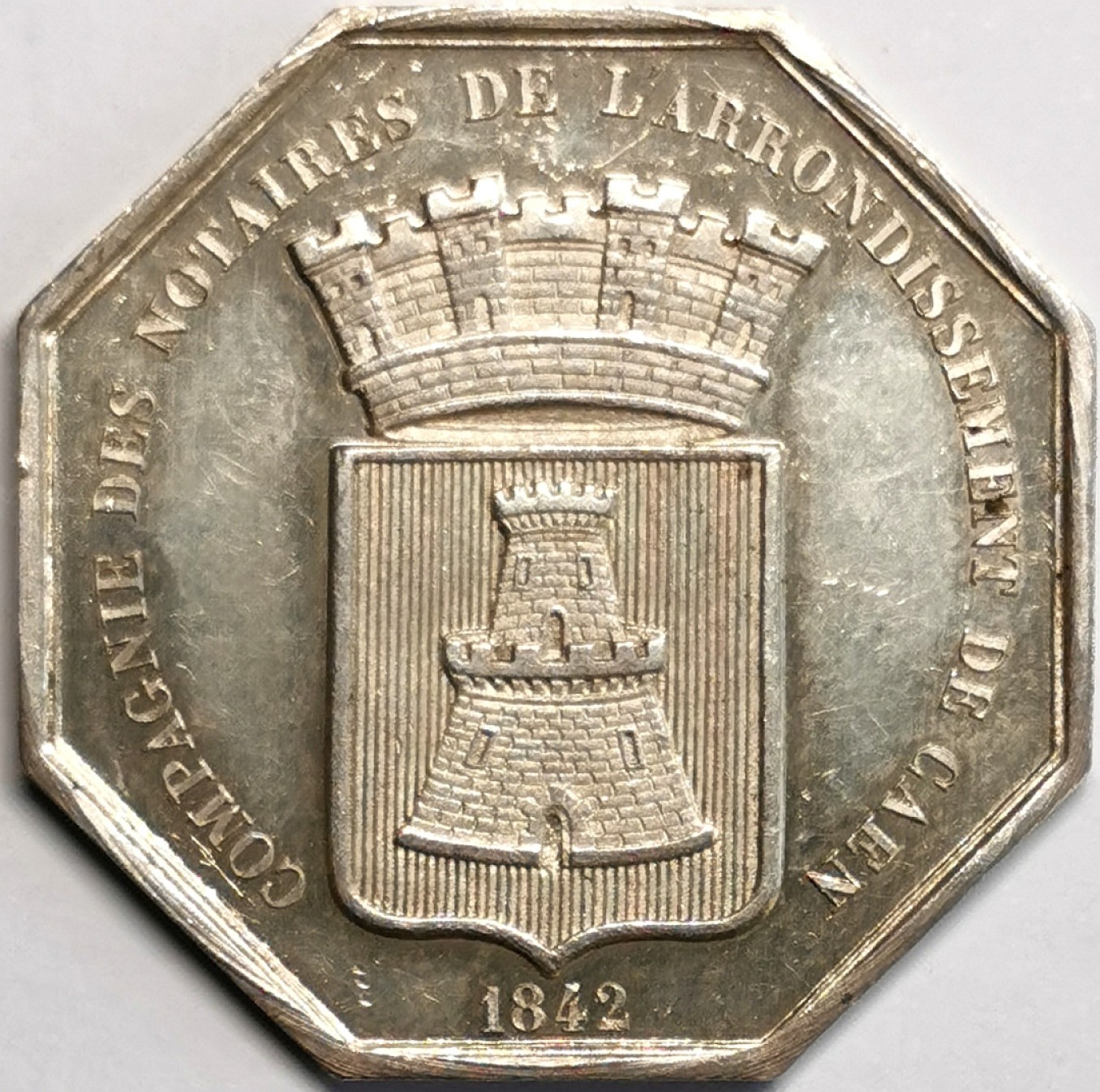 凡希社世界钱币微拍第二百三十七期 法国卡昂公证处八角银章UNC