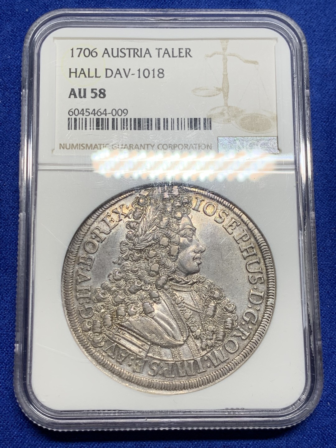 欢迎参加《竞宝斋》五一特拍-第161场-周日，周一 2场 NGC-AU58 1706年神圣罗马帝国 约瑟夫一世 泰勒大银币 细节出色 包浆完美