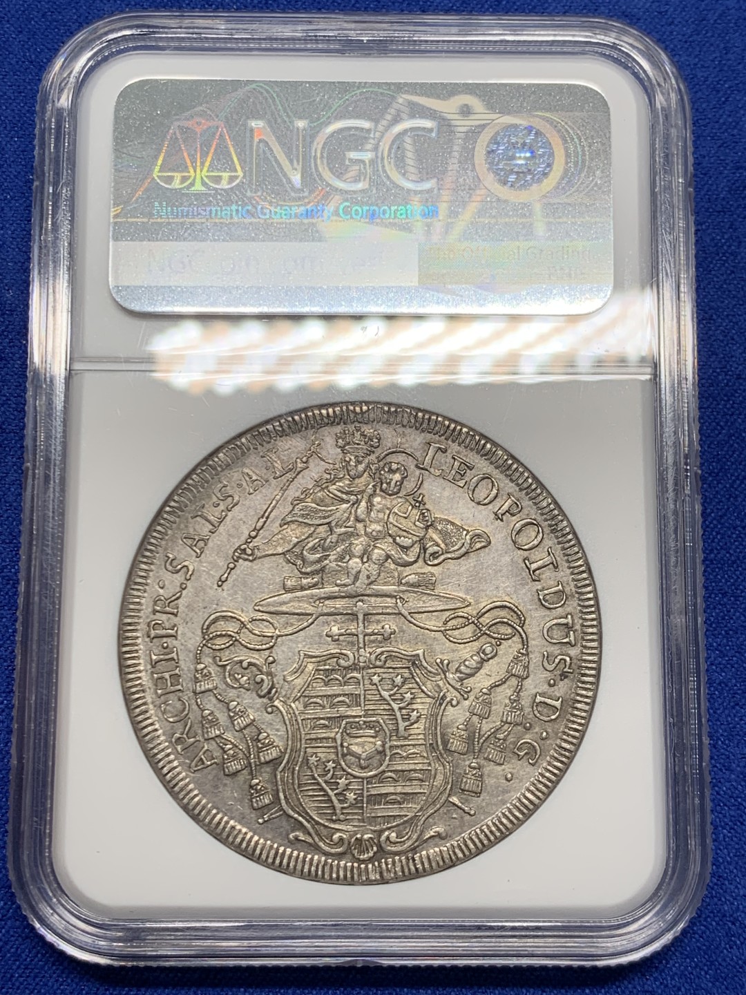 欢迎参加《竞宝斋》五一特拍-第161场-周日，周一 2场 PCGS-MS61 萨尔茨堡 1731年 利奥波德大主教，唯一冠军，正面圣鲁珀特抱盐盒，非常少见的版本